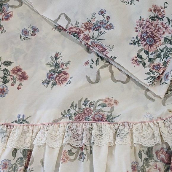 Vintage Croscill Home Fashions Twin Sheets and Curtains Set JCP Floral Boho Vict - Picture 4 of 14